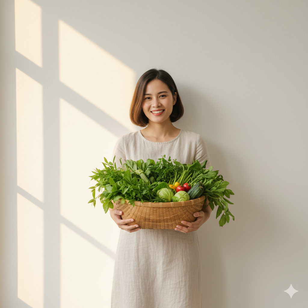 Khách hàng hài lòng với rau sạch